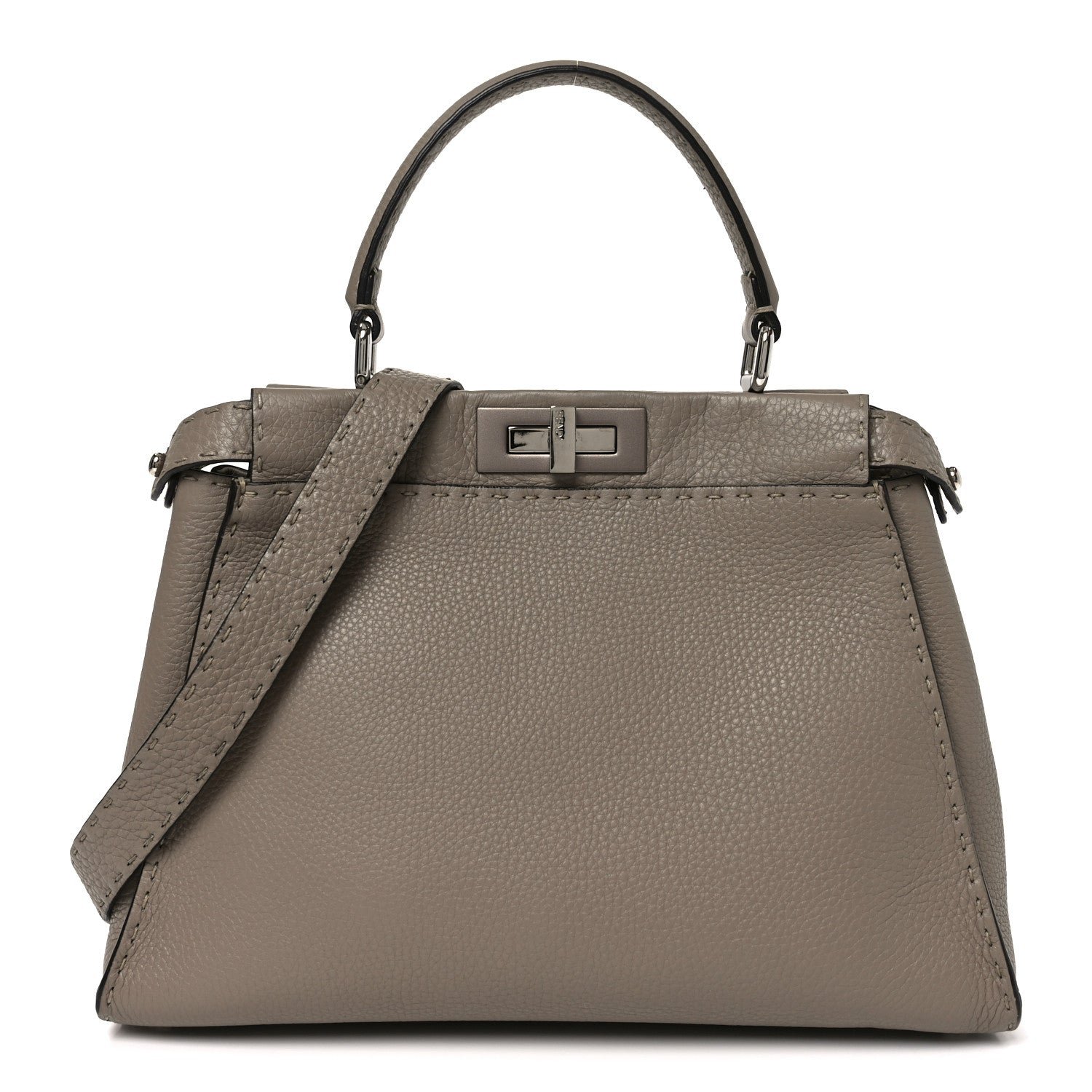 Fendi Cuoio Romano Selleria Medium Peekaboo Iconic Satchel Corda