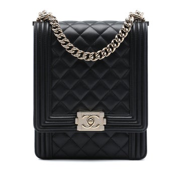Quilted Lambskin North South Boy Flap