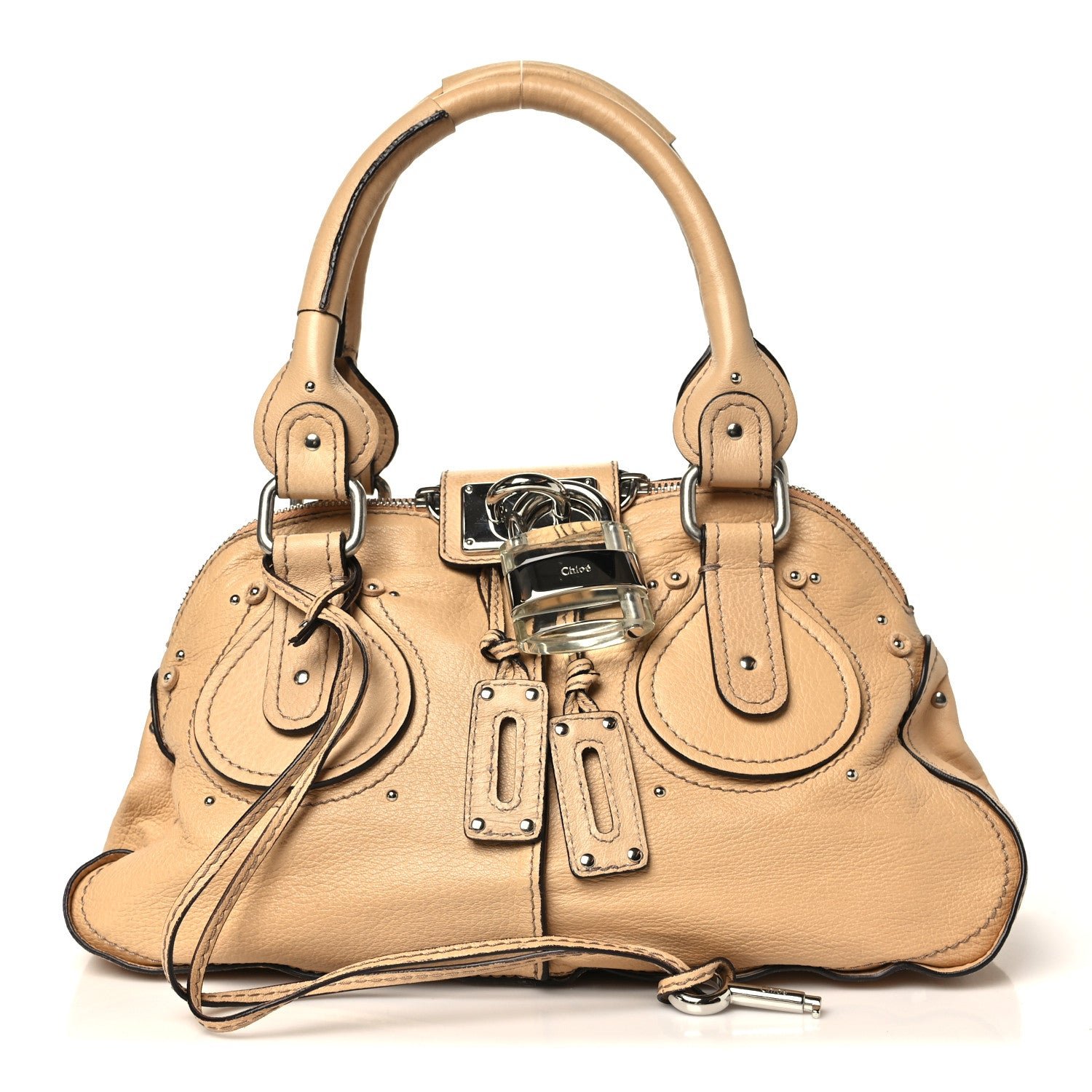 Chloe Sheepskin Medium Plexo Paddington Dome Satchel Sable