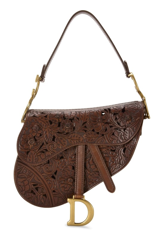Brown Calfskin Laser Cut Saddle Bag NM