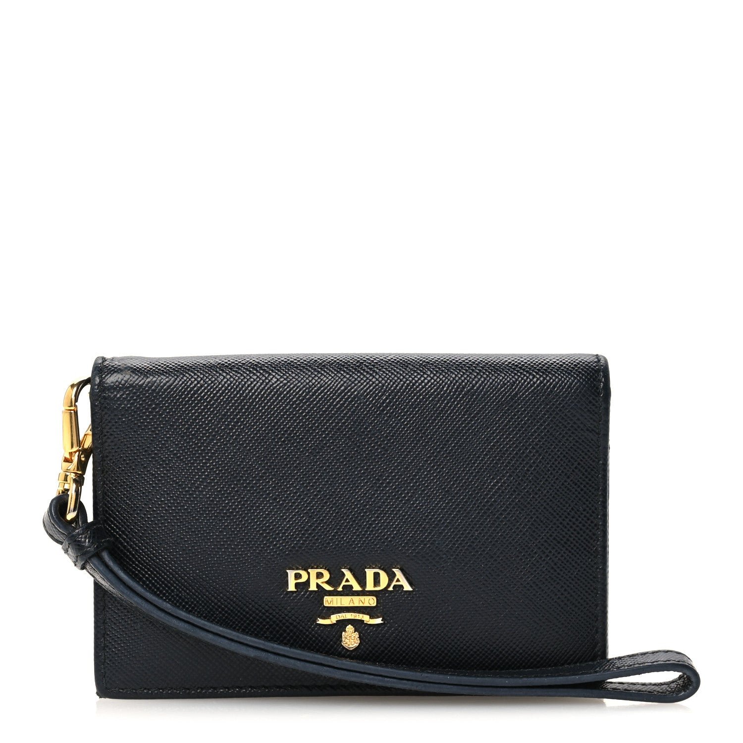 Prada Saffiano Metal Wristlet Black