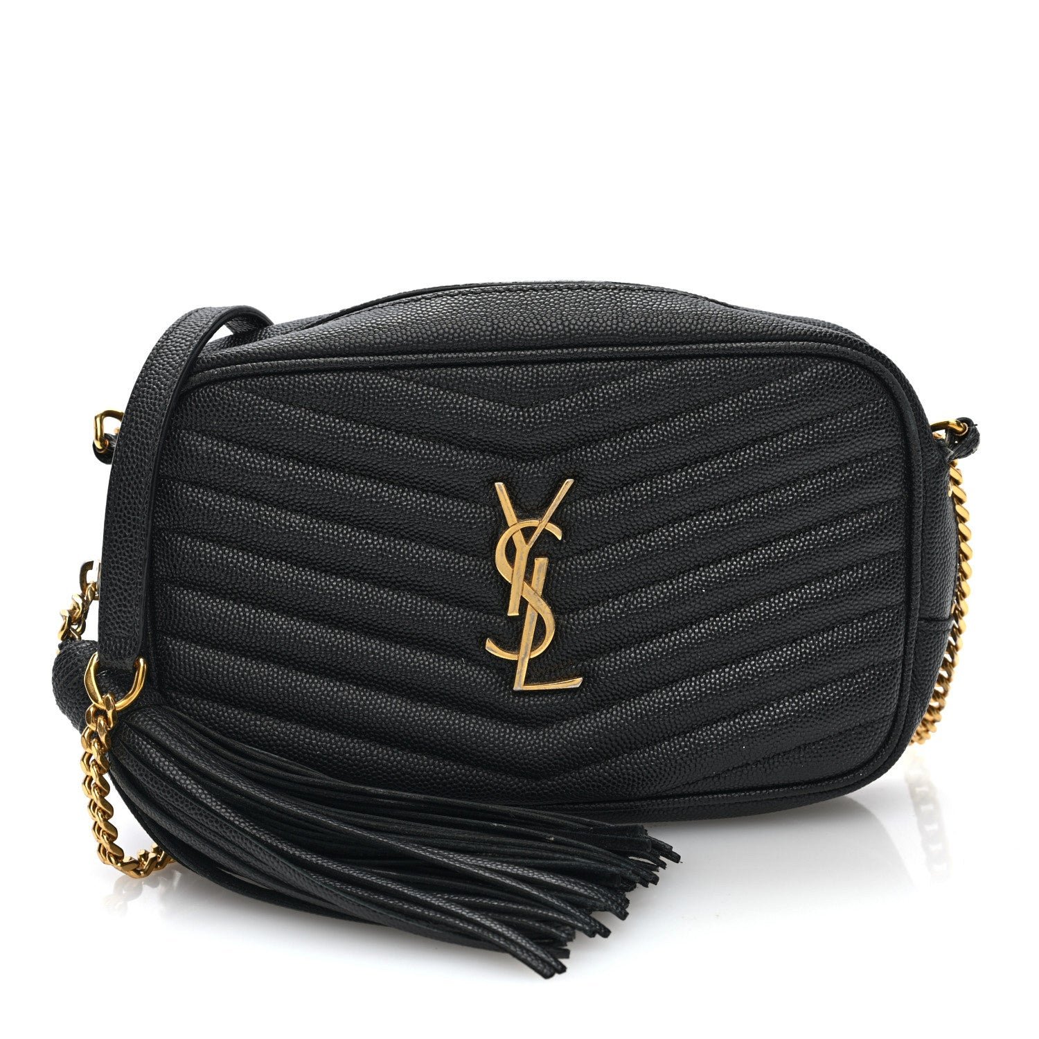 Saint Laurent Grain De Poudre Matelasse Monogram Mini Lou Camera Bag Black