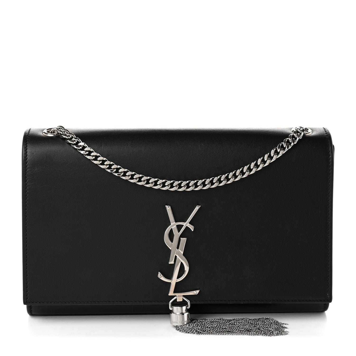 Saint Laurent Smooth Calfskin Medium Classic Monogram Kate Tassel Satchel Black