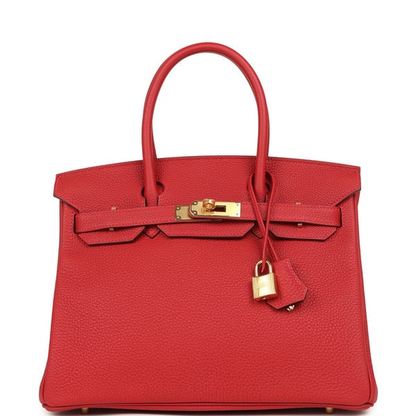 Hermes Hermes Birkin 30 Rouge Casaque Togo Gold Hardware