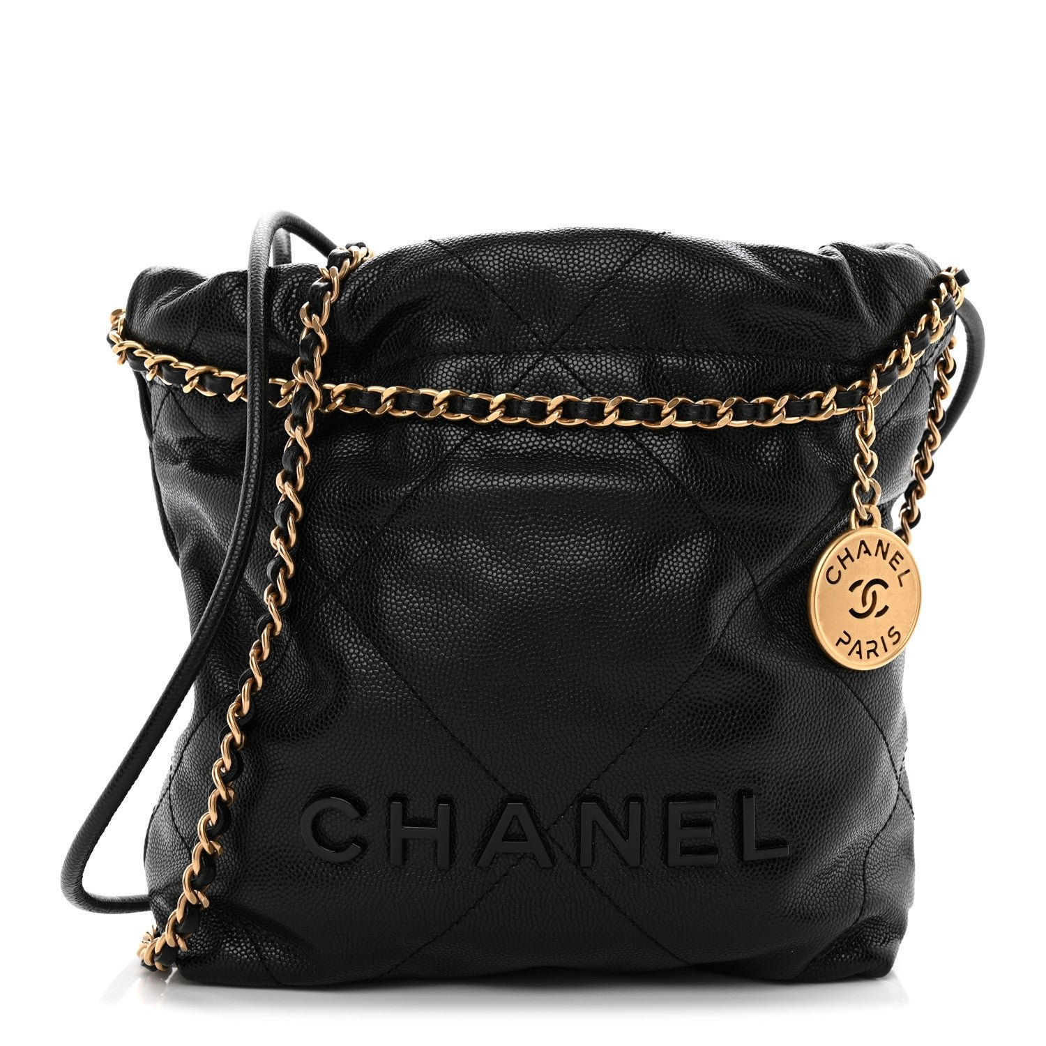 Chanel Shiny Caviar Quilted Monochrome Mini Chanel 22 Black