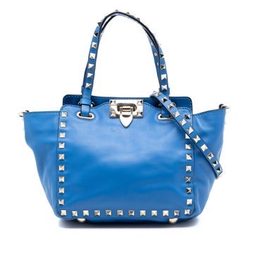 Calf Leather Mini Leather Rockstud Trapeze Satchel