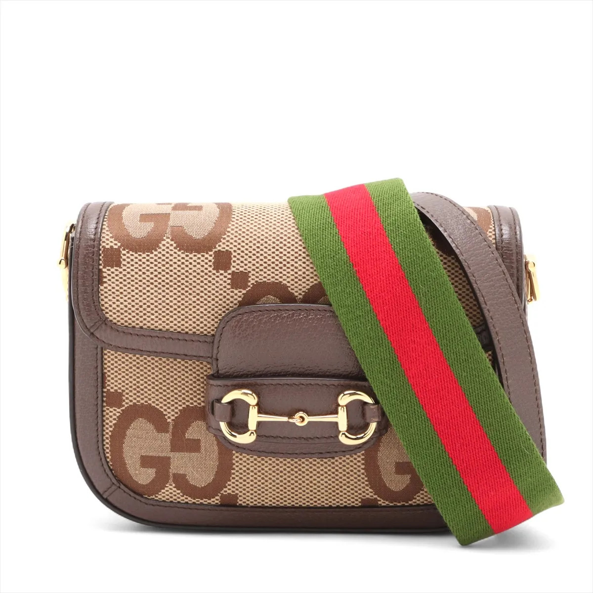 Gucci Jumbo GG Canvas & Leather Shoulder bag Brown 658574