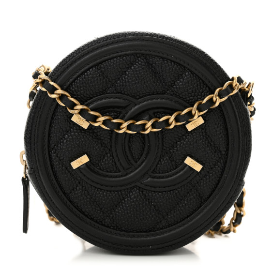 Chanel Caviar Quilted Round Filigree Crossbody Black