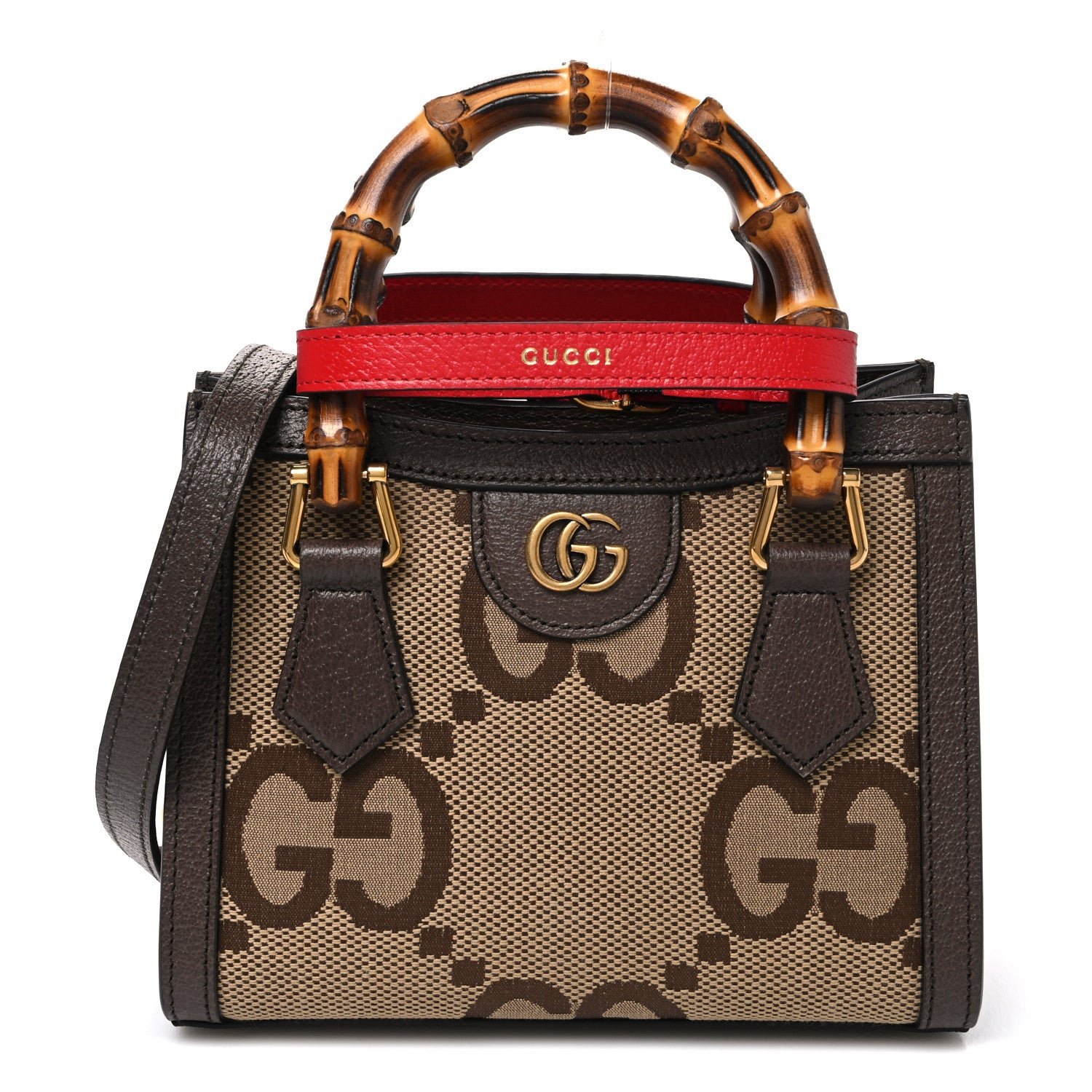 Gucci Monogram Jumbo GG Textured Dollar Calfskin Mini Diana Tote Bag Camel Ebony New Acero Pomegranate Red