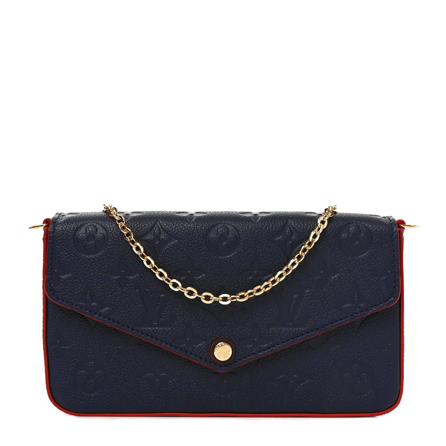 Louis Vuitton Empreinte Pochette Felicie Chain Wallet Marine Rouge