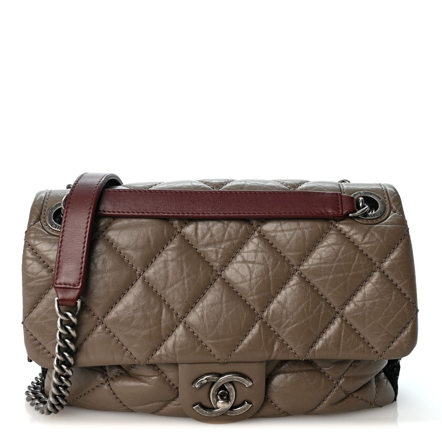 Chanel Aged Calfskin Tweed Medium New Portobello Flap Grey