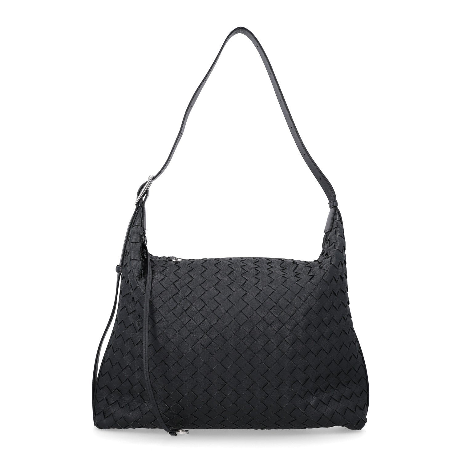 Bottega Veneta Bottega Veneta Deerskin Intrecciato Medium Traveler Hobo Black