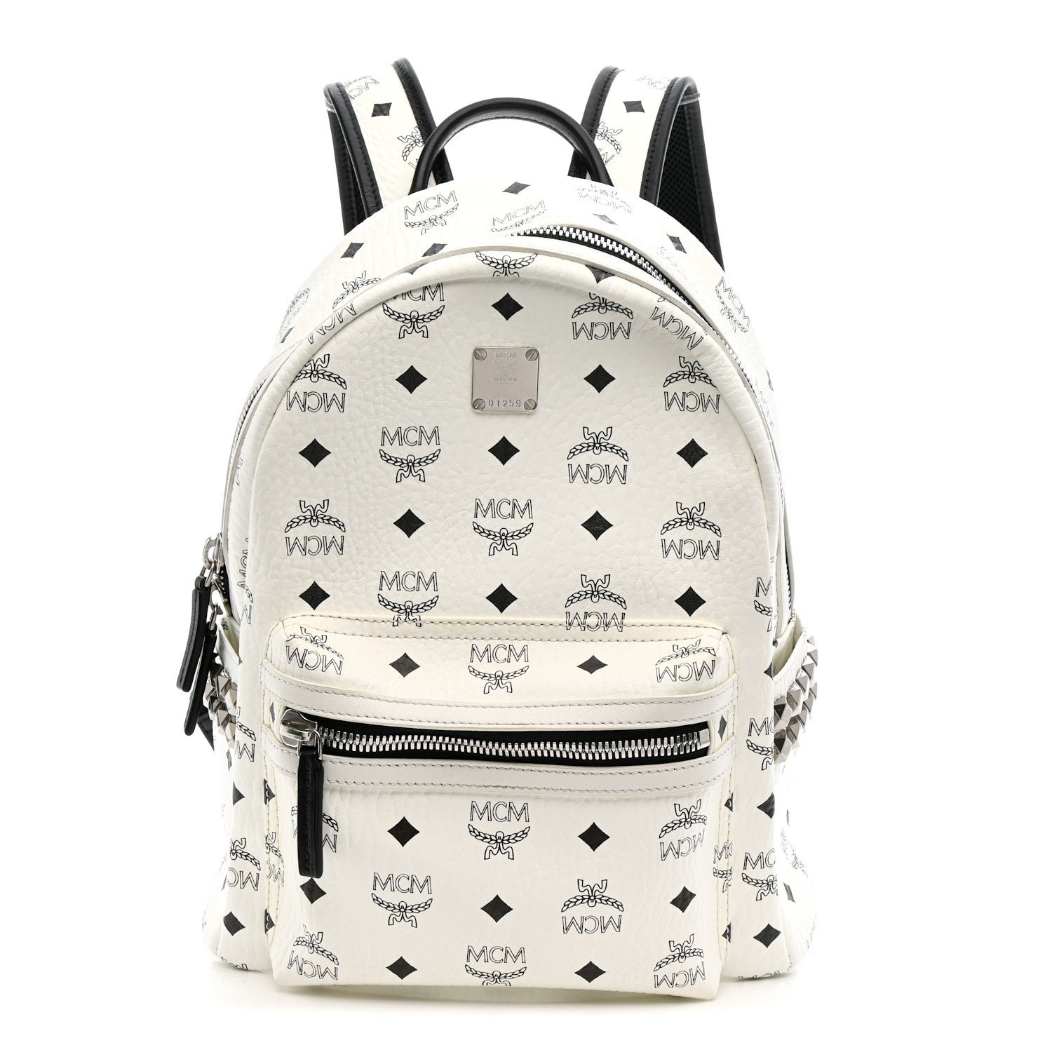 MCM MCM Visetos Small Side Stud Stark Backpack White