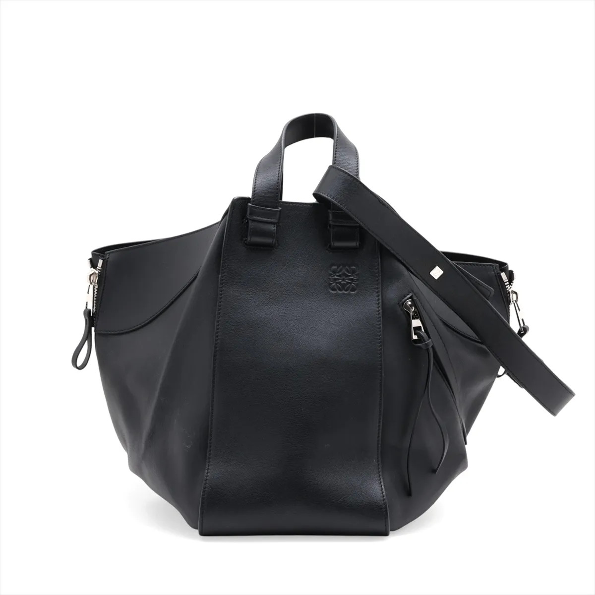 Loewe Hammock Large Leather Shoulder bag Black