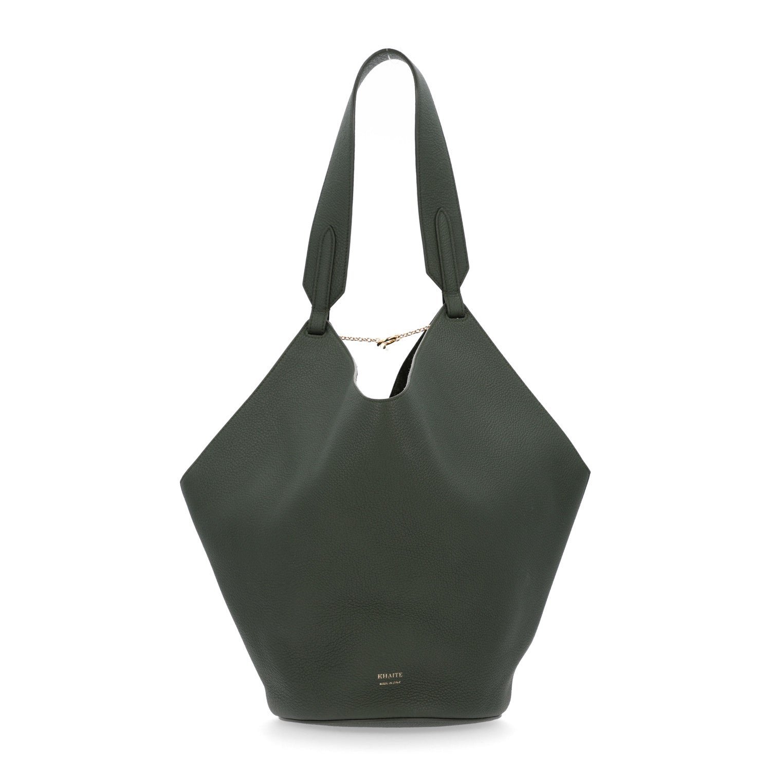 Khaite Khaite Pebbled Sport Calfskin Small Lotus Tote Bottle Green