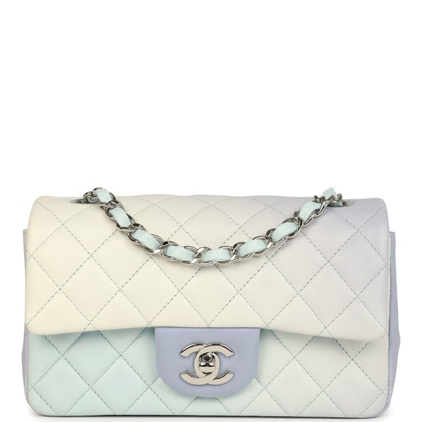 Chanel Pre-owned Chanel Mini Classic Rectangular Flap Bag Ombre Purple Iridescent Lambskin Silver Hardware