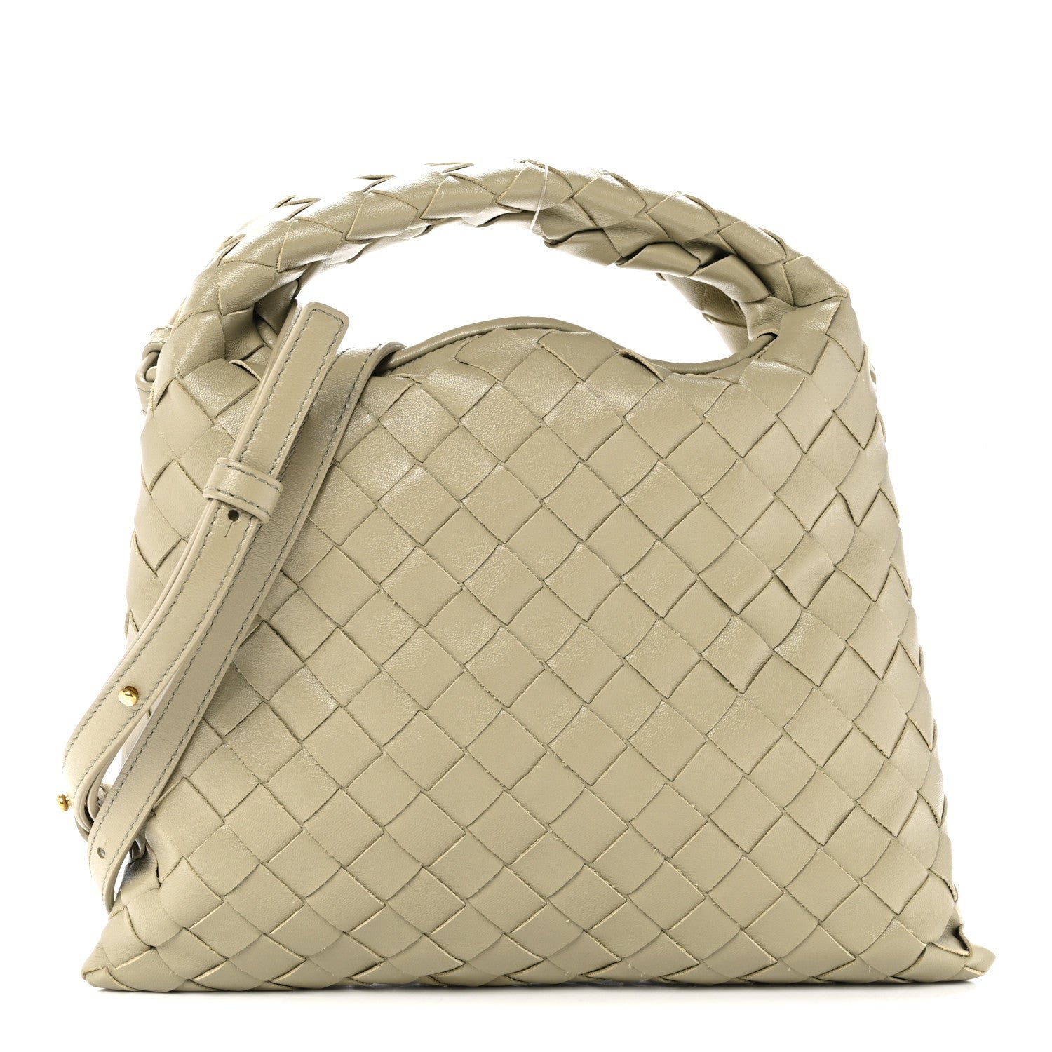 Bottega Veneta Calfskin Intrecciato Mini Hop Travertine