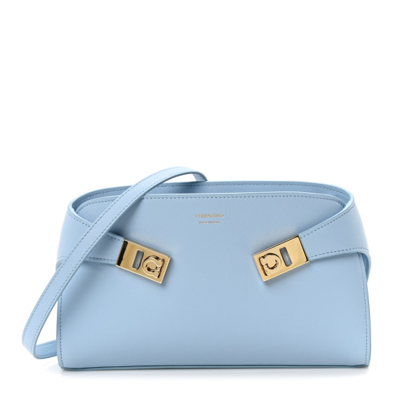 Salvatore Ferragamo Calfskin Mini Hug Crossbody Bag Sky Blue