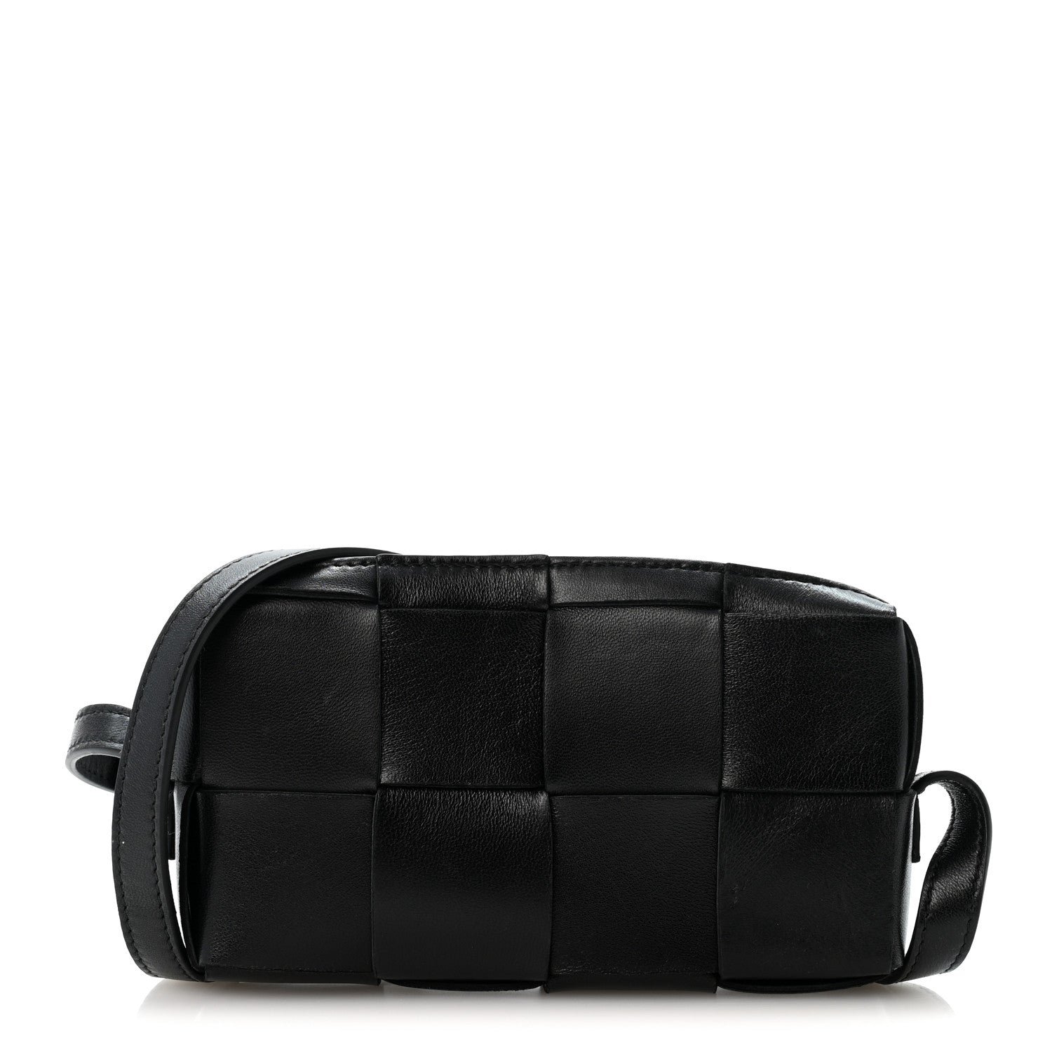 Bottega Veneta Lambskin Maxi Intreccio Cassette Phone Pouch Crossbody Bag Black