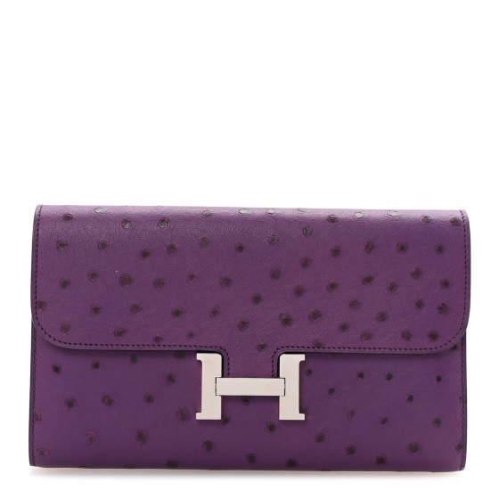Hermes Ostrich Constance Long Wallet Violine