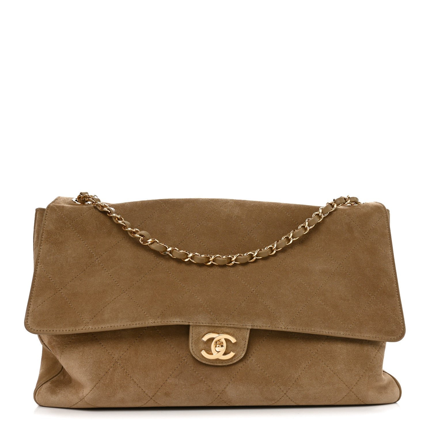Chanel Suede Calfskin Souplissimo Maxi Flap Dark Beige