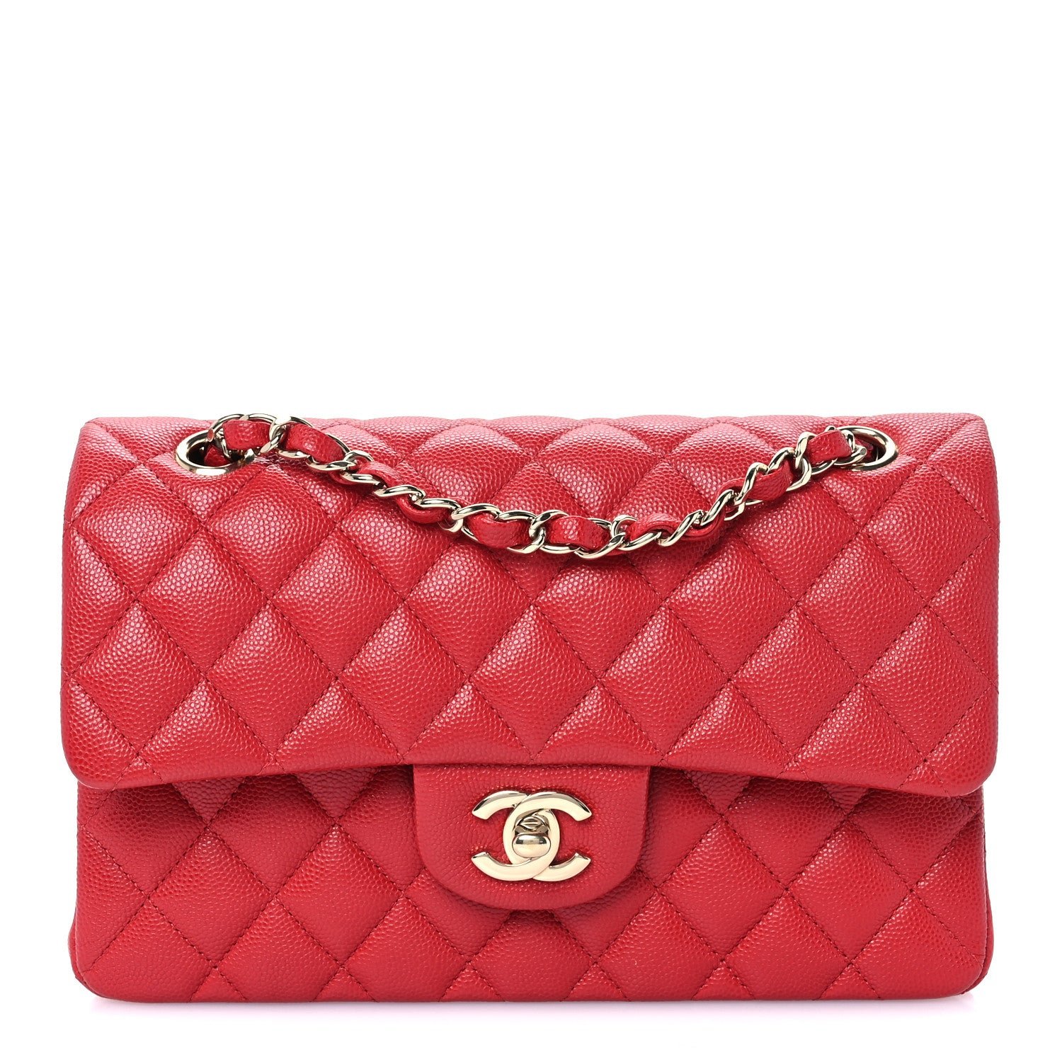 Chanel Caviar Quilted Small Double Flap Red