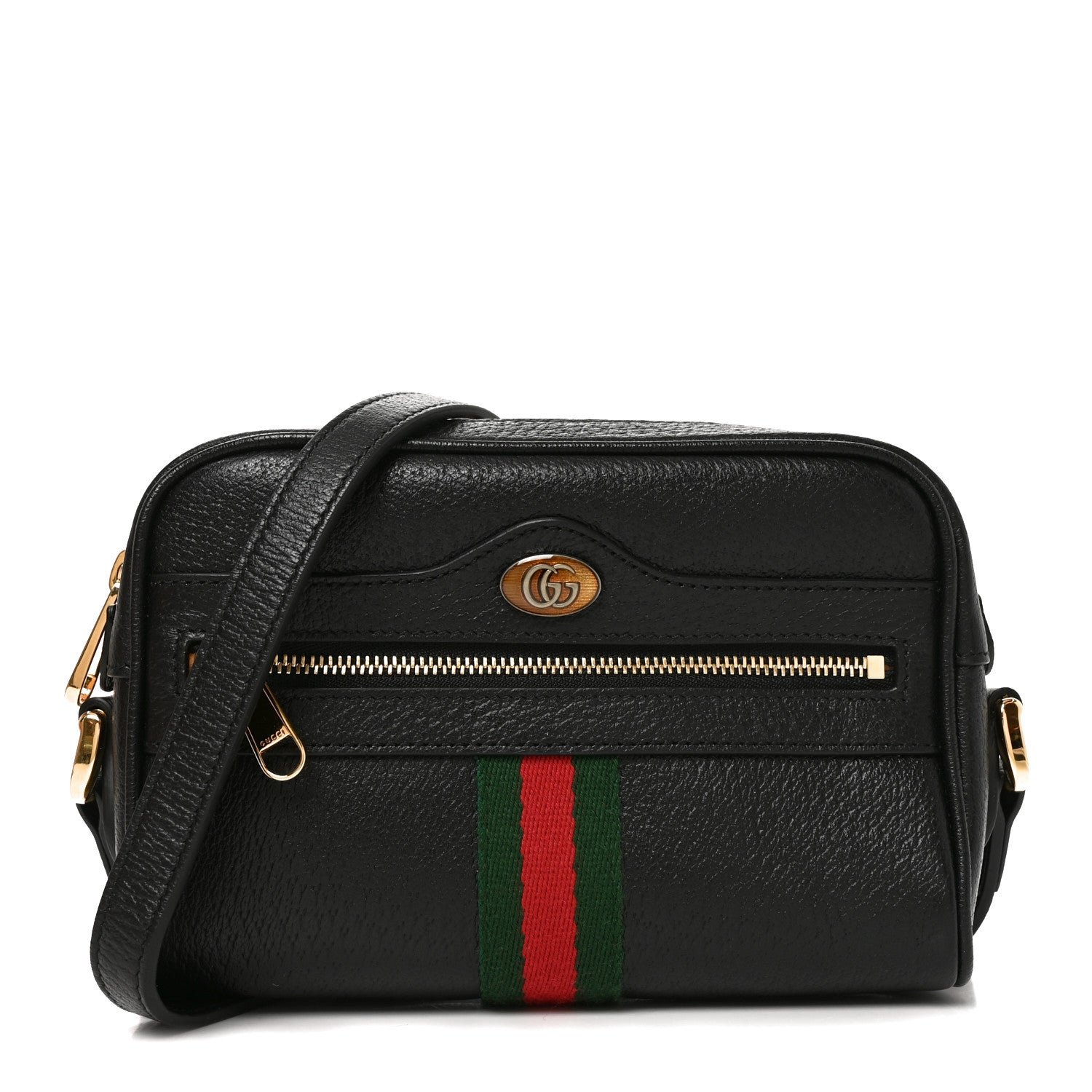 Gucci Calfskin Web Mini Ophidia Shoulder Bag Black