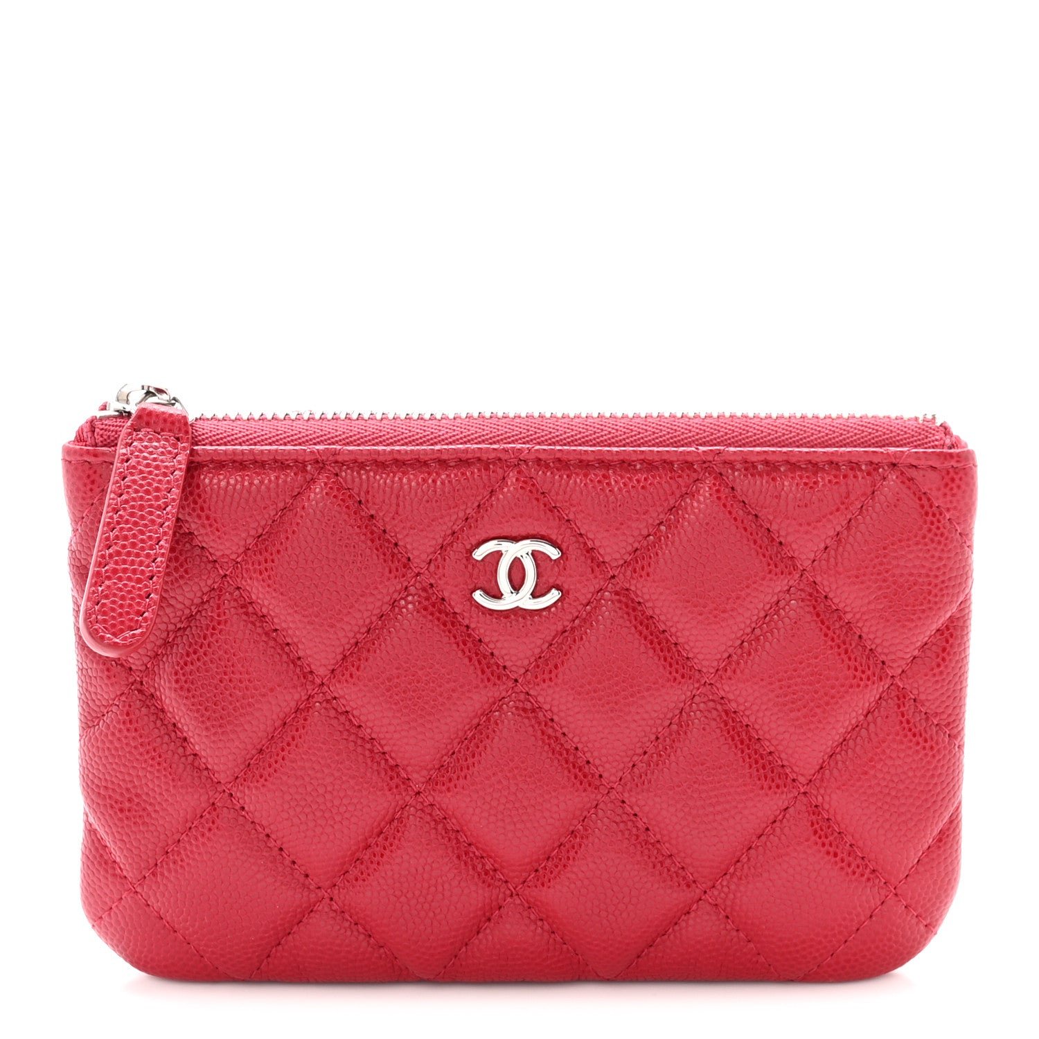 Chanel Caviar Quilted Small Cosmetic Case Red