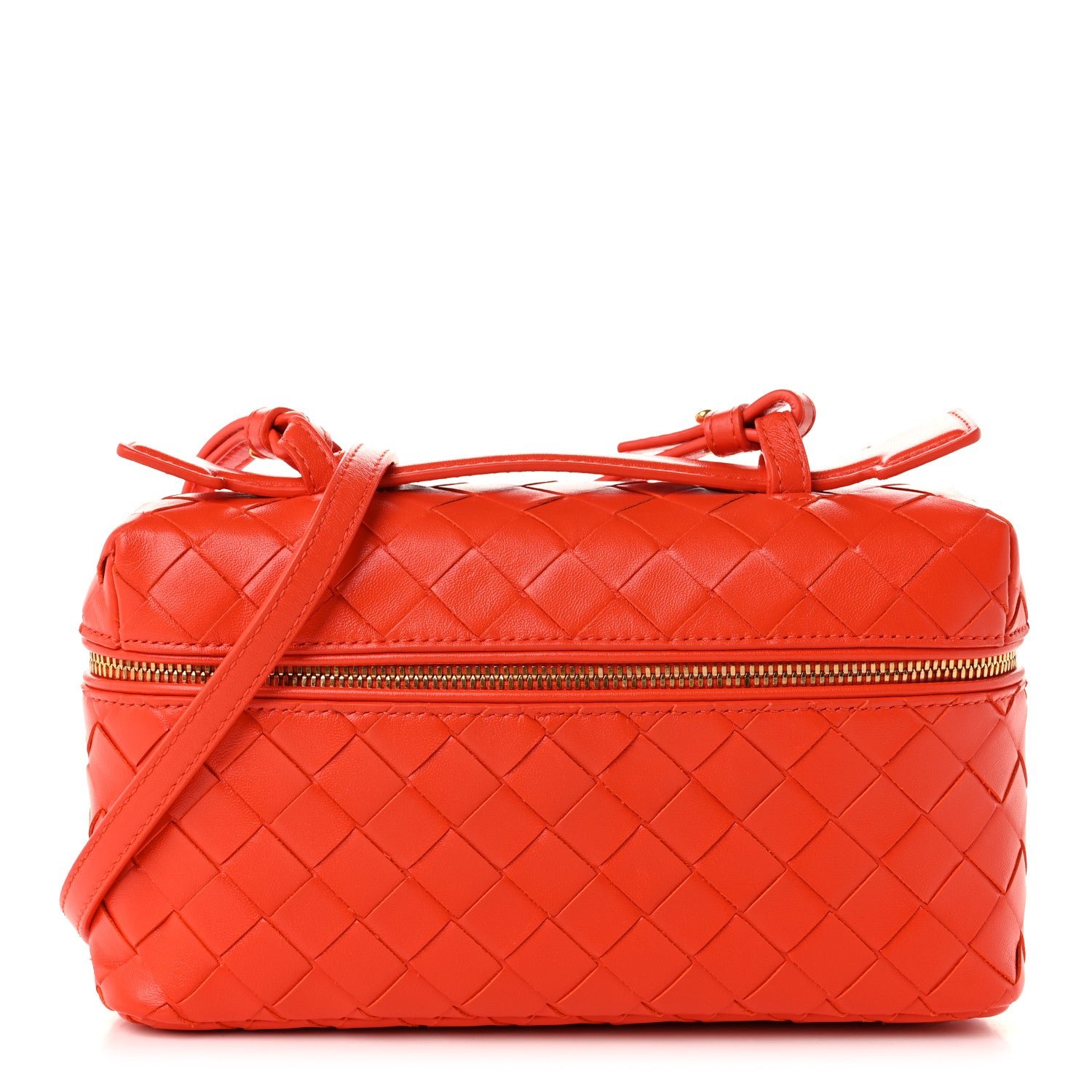 Bottega Veneta Calfskin Intrecciato Bang Bang Vanity Case Orange