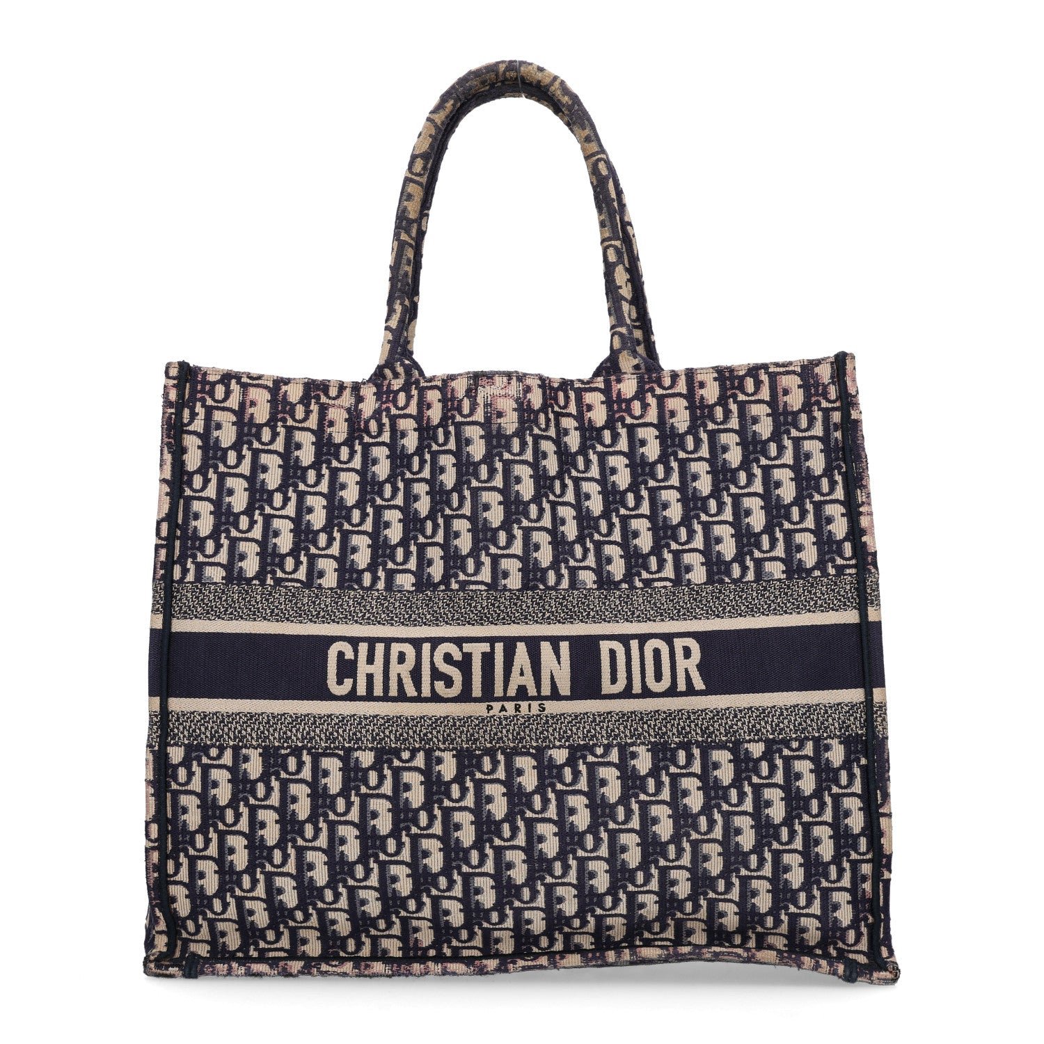 Christian Dior Oblique Large Book Tote Blue Multicolor
