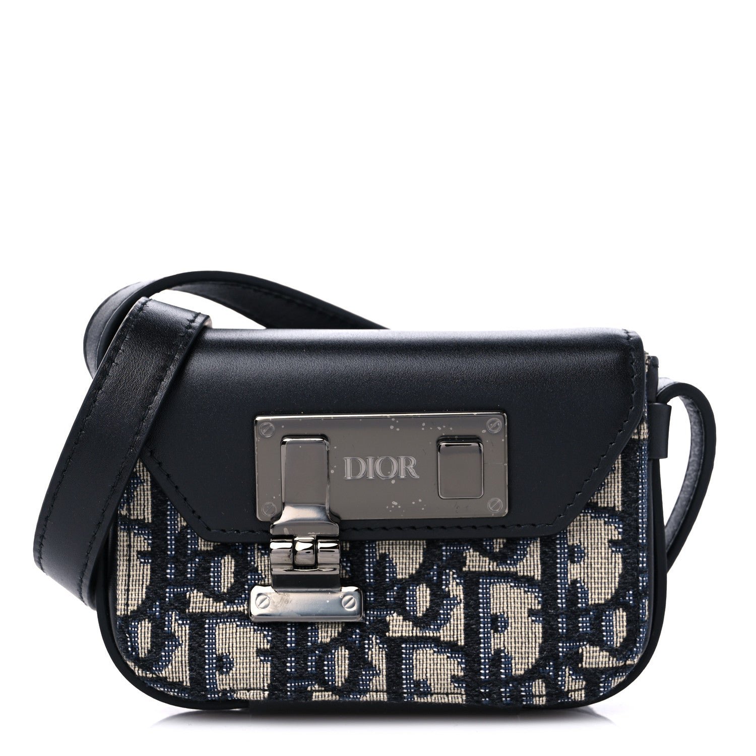 Dior Oblique Smooth Calfskin Nano Pouch Beige Black