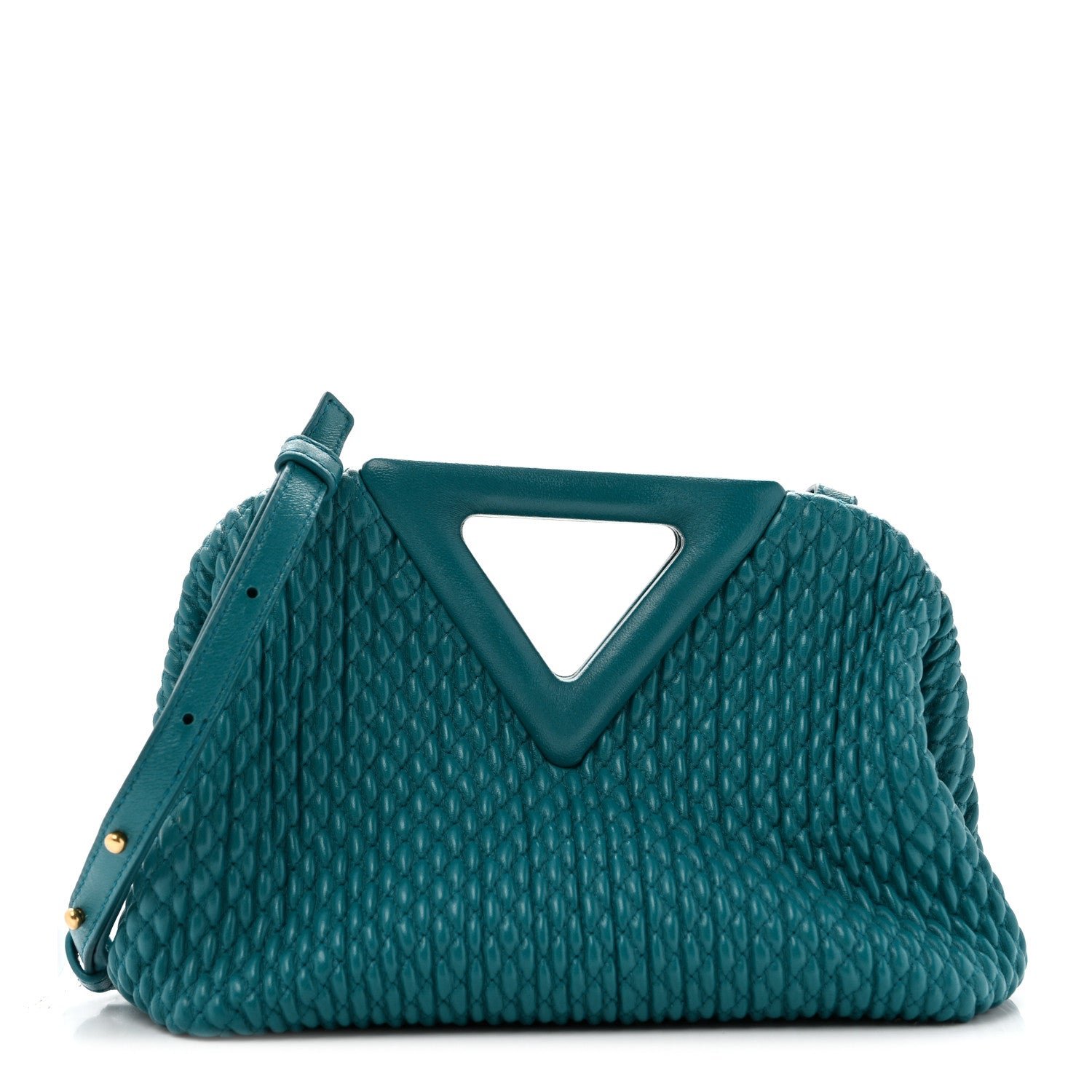 Bottega Veneta Bottega Veneta Lambskin Knit Small The Point Triangle Bag Mallard