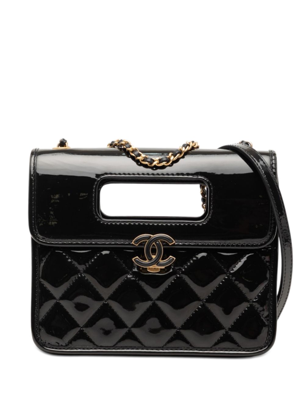 2021-2026 Mini Quilted Patent Graphic Catch Flap satchel