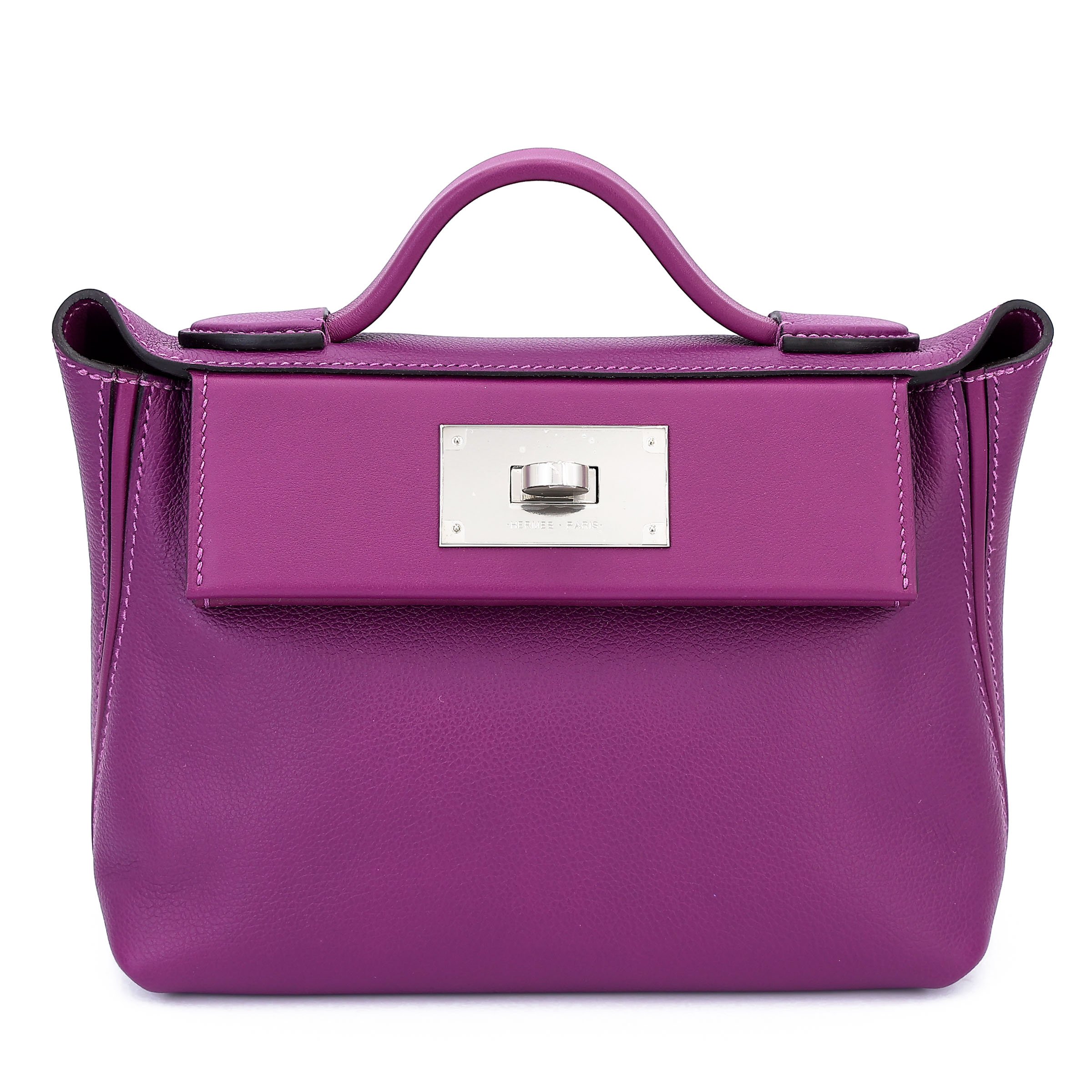 Unused ( Rank NS ) HERMÈS 24/24 - 21 mini Anemone (P9) Evercolor Swift Palladium hardware Y (2020)