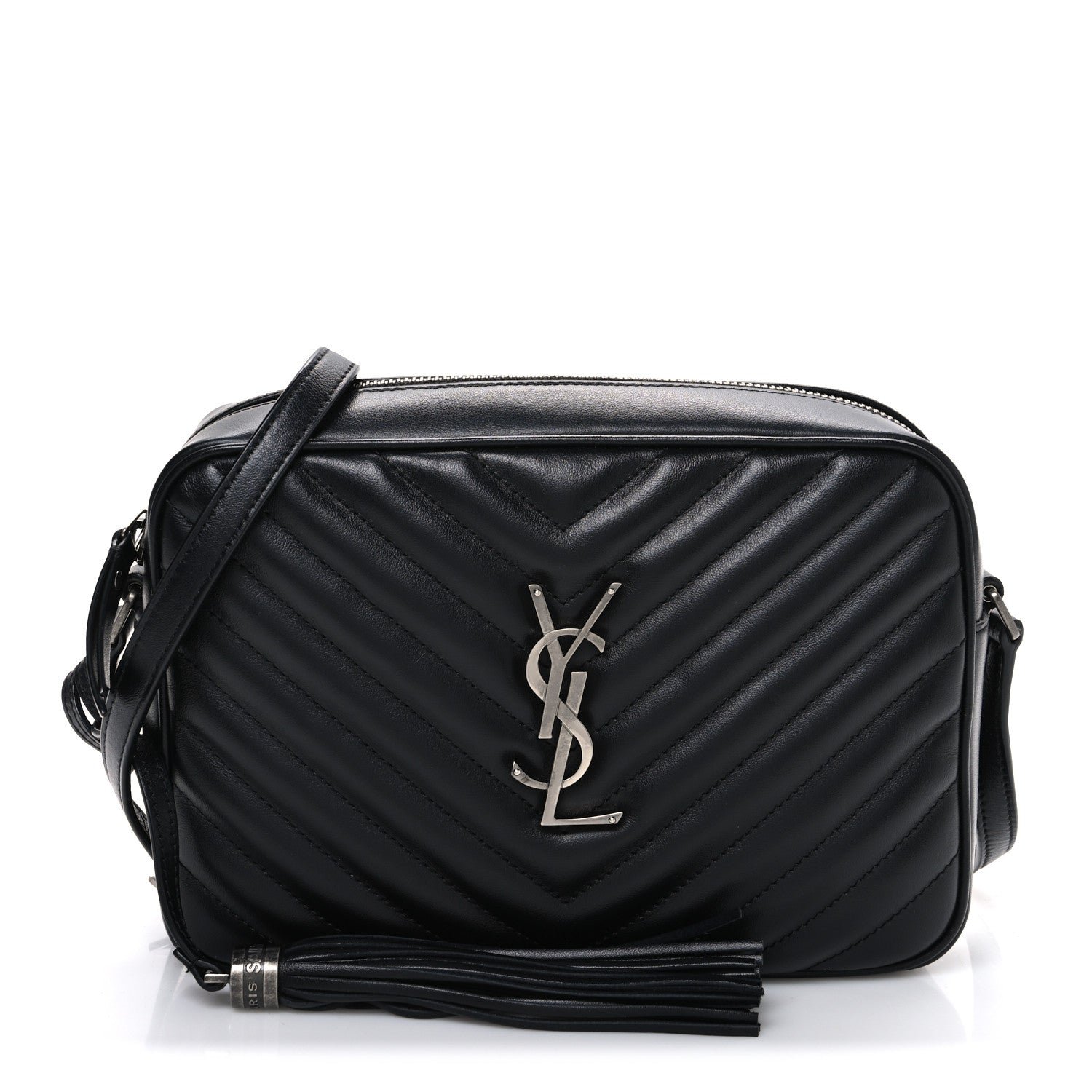 Saint Laurent Calfskin Matelasse Monogram Lou Camera Bag Black