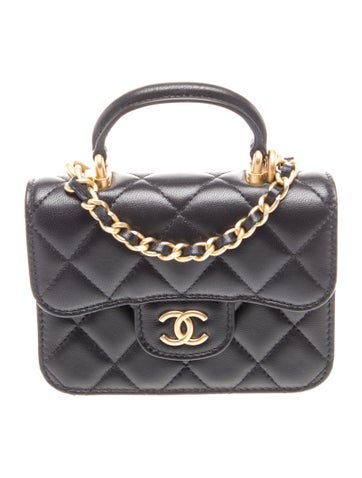Top Handle Flap Coin Purse w/ Chain