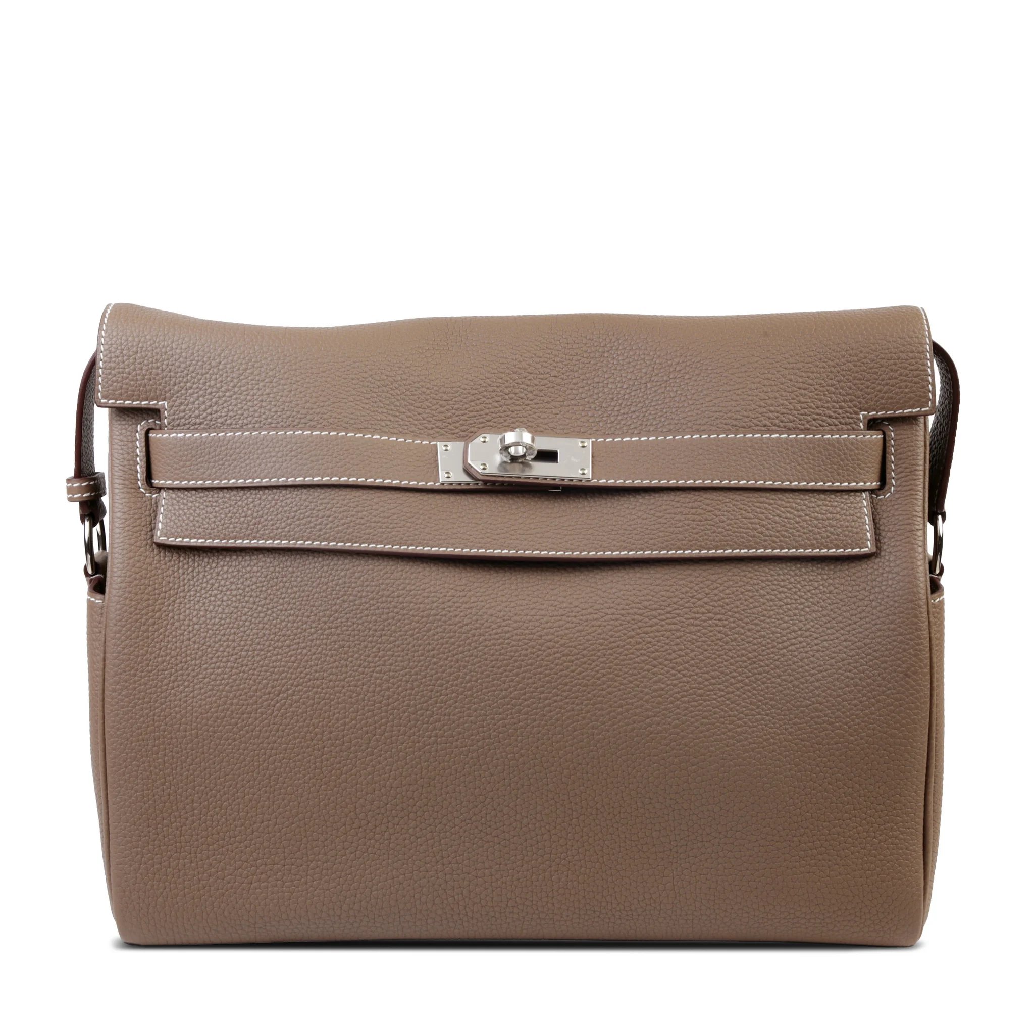 Excellent ( Rank SA ) HERMÈS Kelly Messenger GM Etoupe (18) Togo Palladium hardware W (2024)