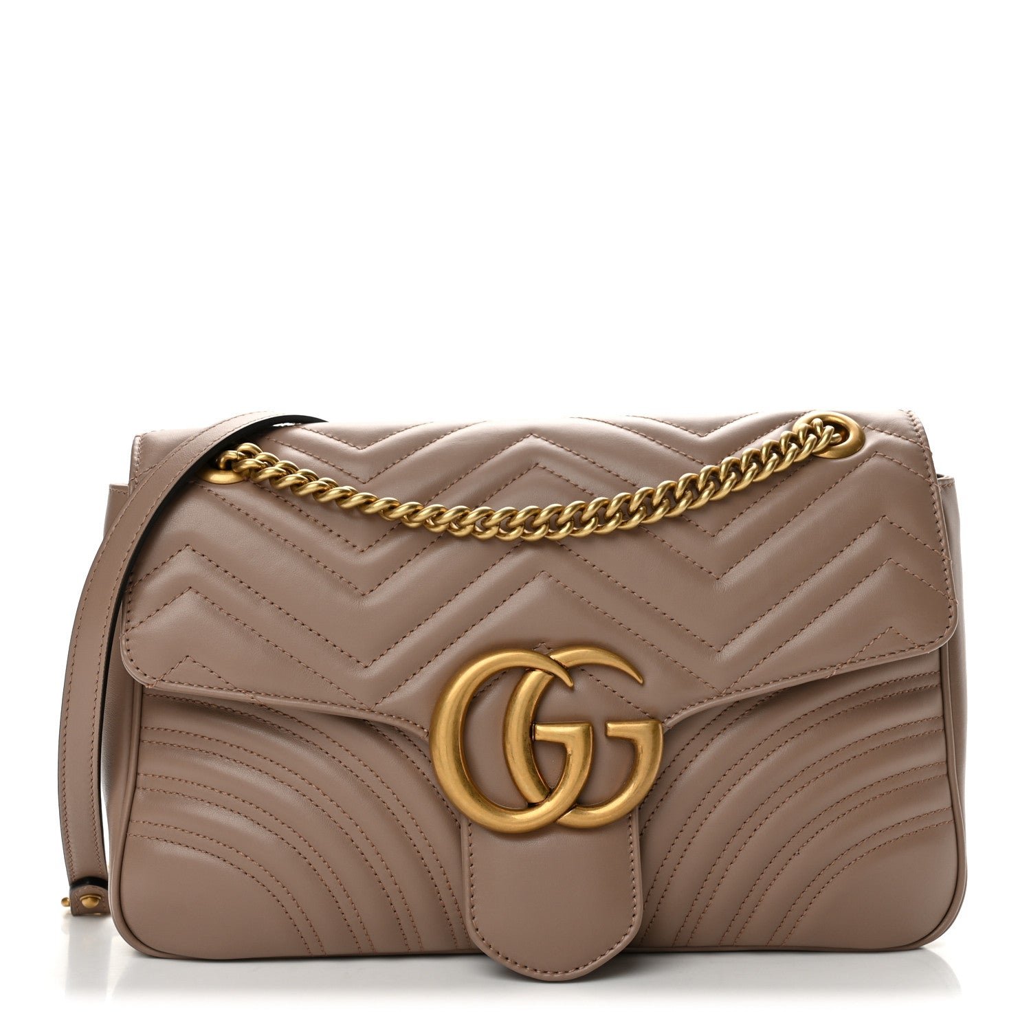Gucci Calfskin Matelasse Medium GG Marmont Shoulder Bag Porcelain Rose
