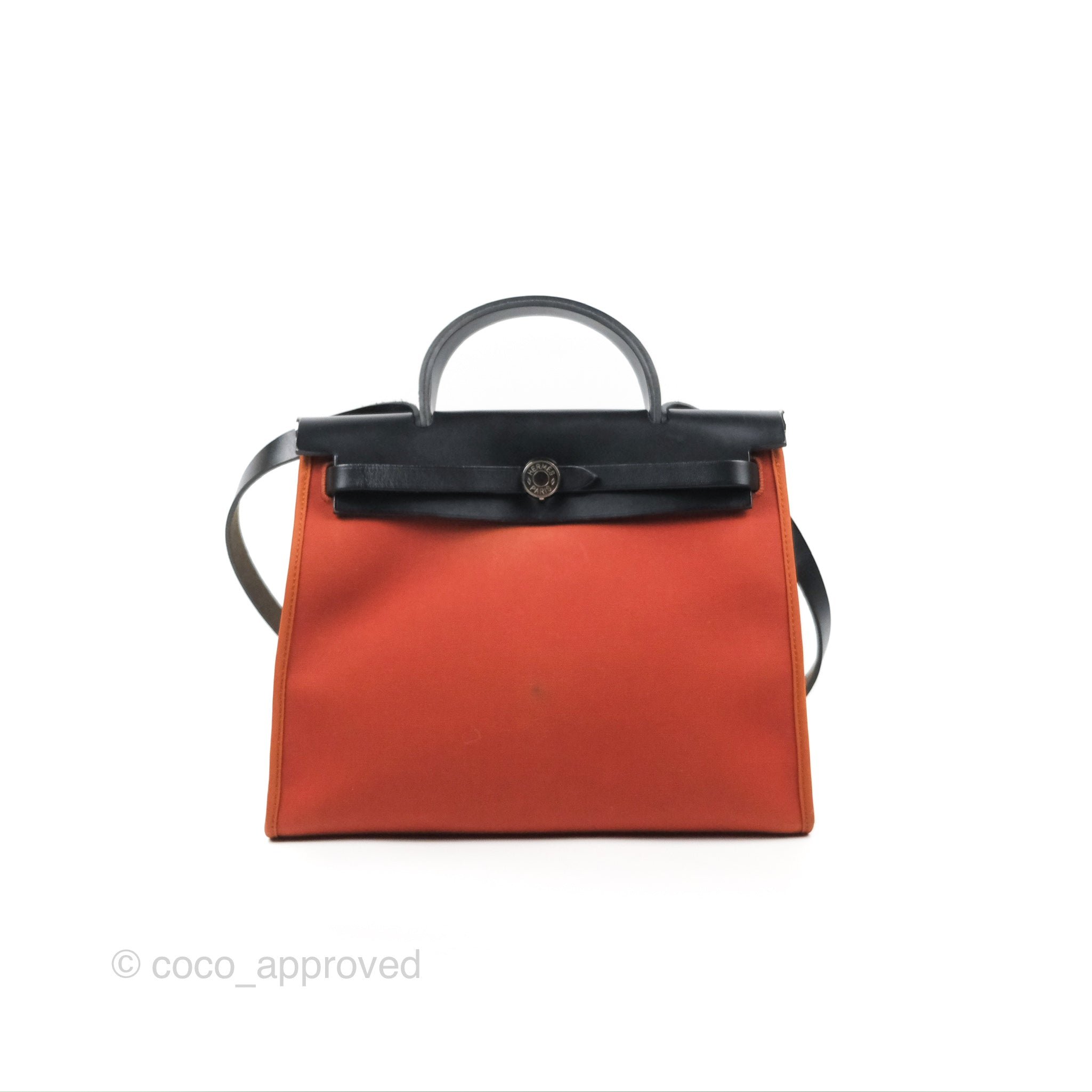 Hermès Herbag Zip 31 Cuivre/Black Canvas Palladium Hardware