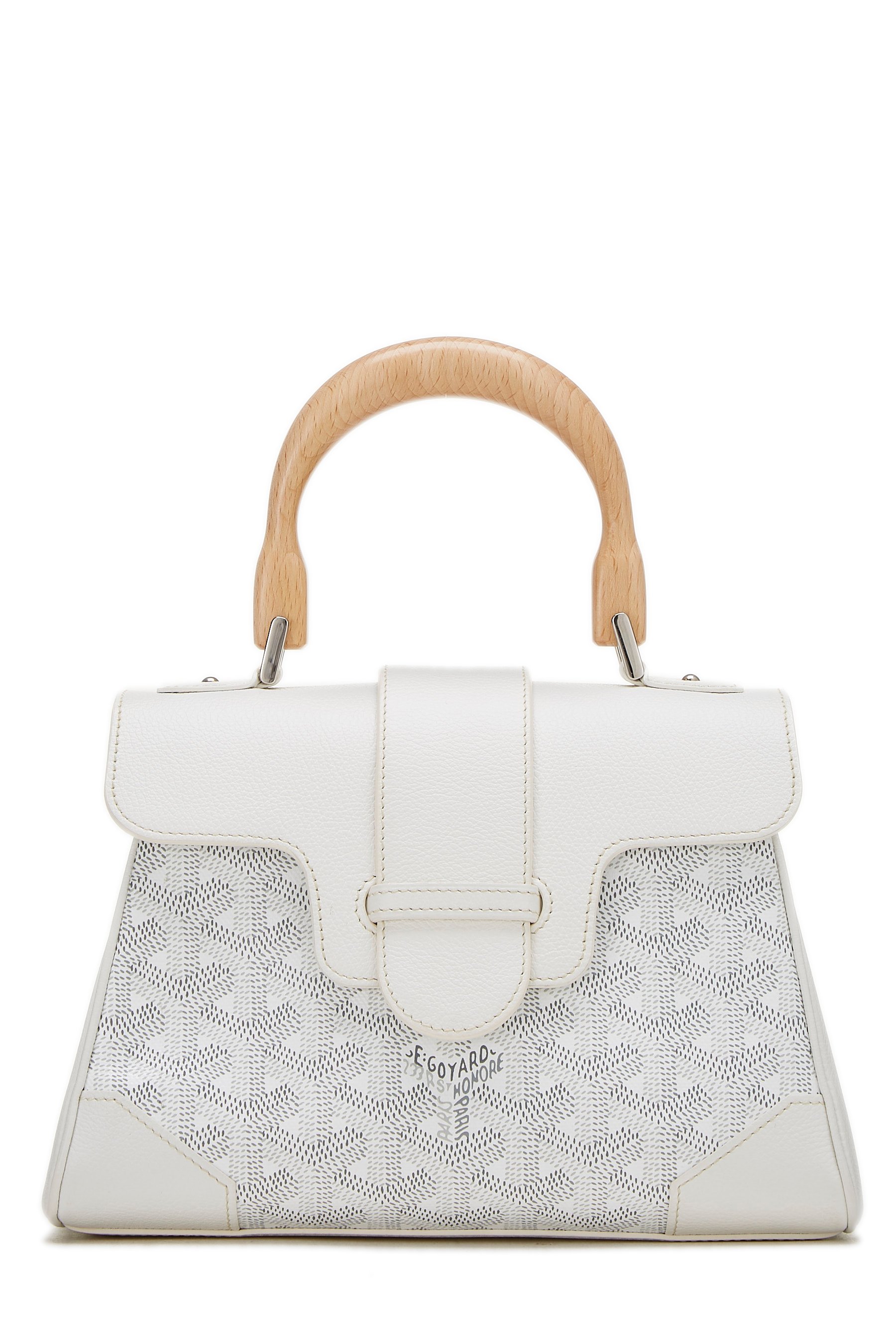 Goyard White Goyardine Canvas Structured Saigon Mini NM