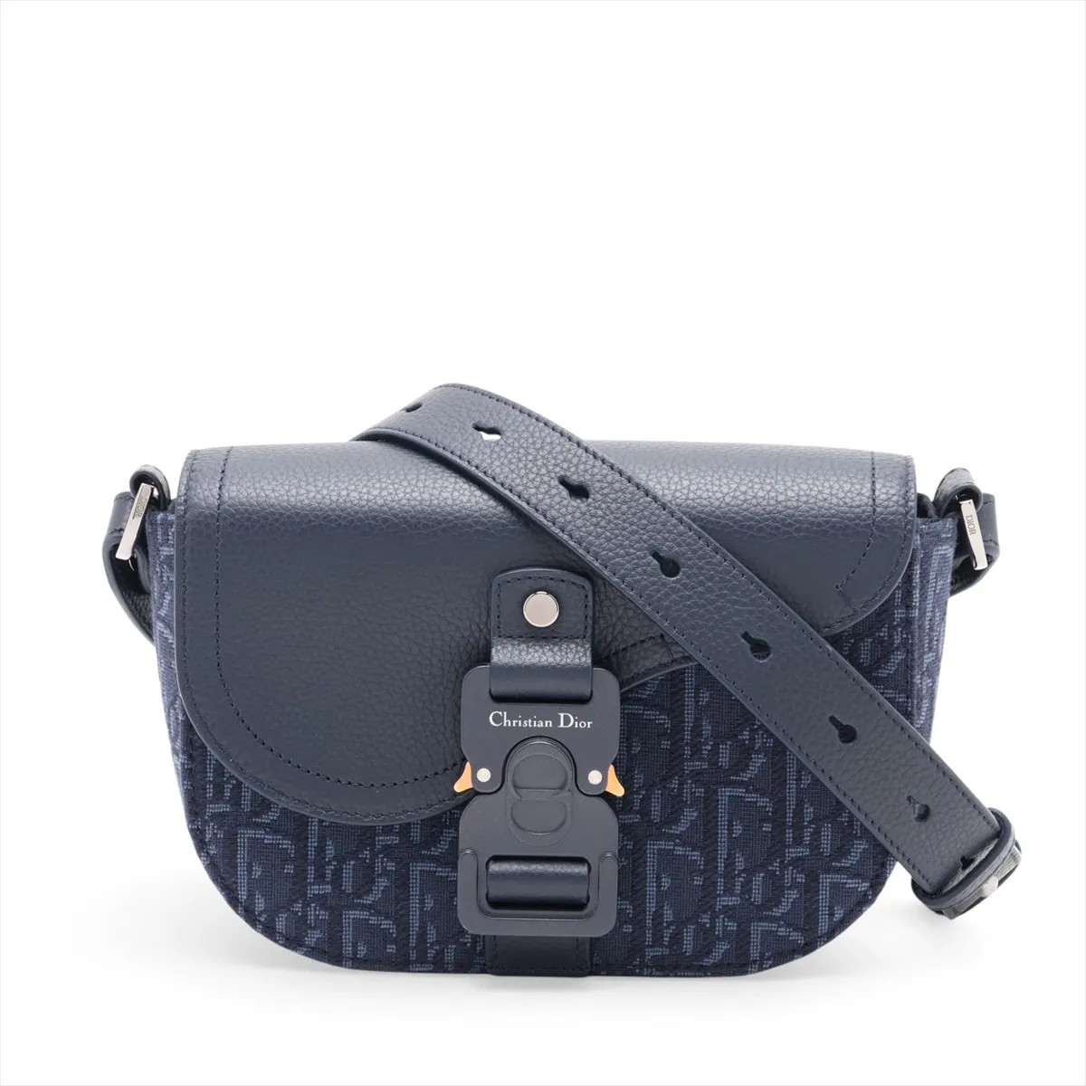 Dior Oblique Saddle Messenger Mini Canvas & Leather Shoulder bag Navy Blue Lucky