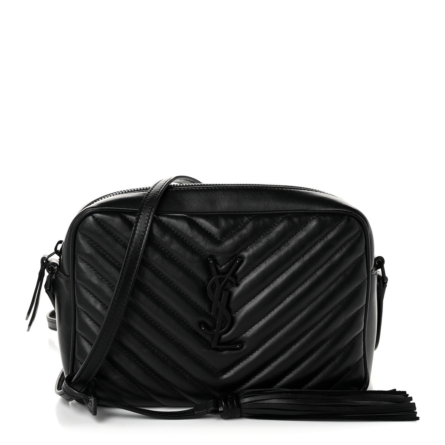 Saint Laurent Calfskin Matelasse Monogram Monochrome Lou Camera Bag Black