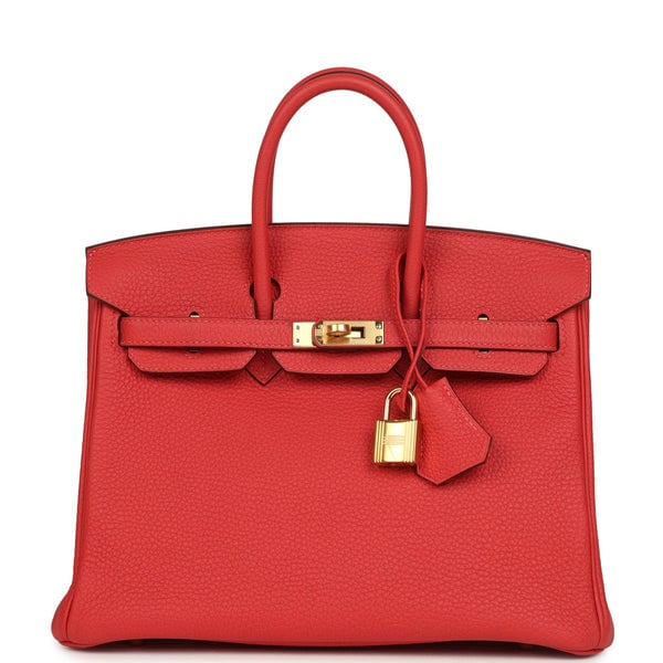 Hermes Pre-owned Hermes Birkin 25 Rouge Pivone Togo Gold Hardware