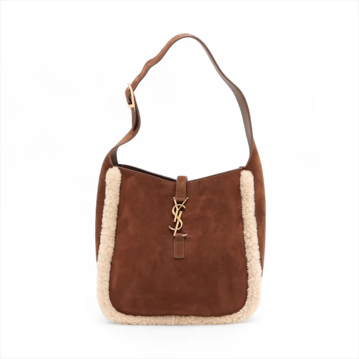 Saint Laurent Paris LE 5 A 7 Small suede x boa Shoulder bag Brown 713938