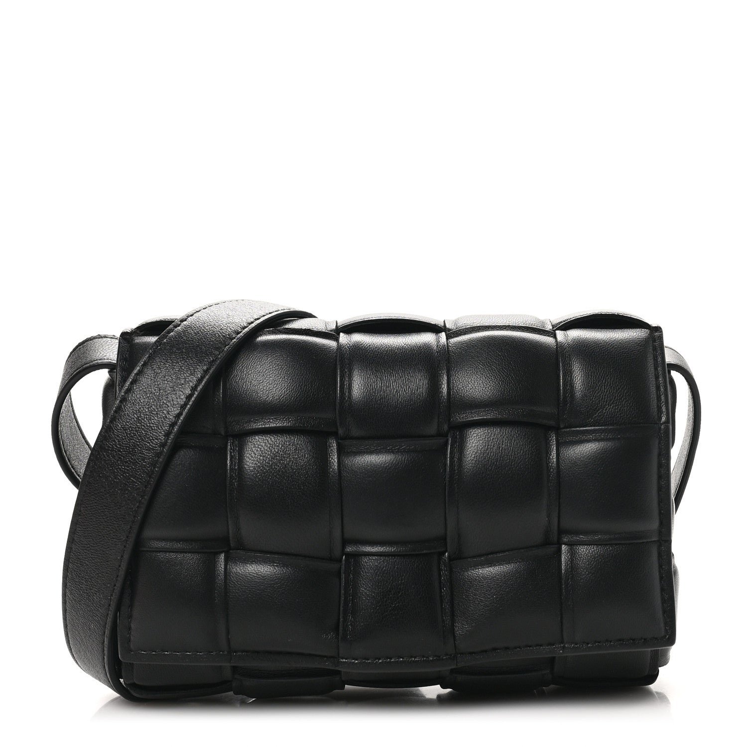 Bottega Veneta Nappa Maxi Intreccio Small Padded Cassette Crossbody Bag Black