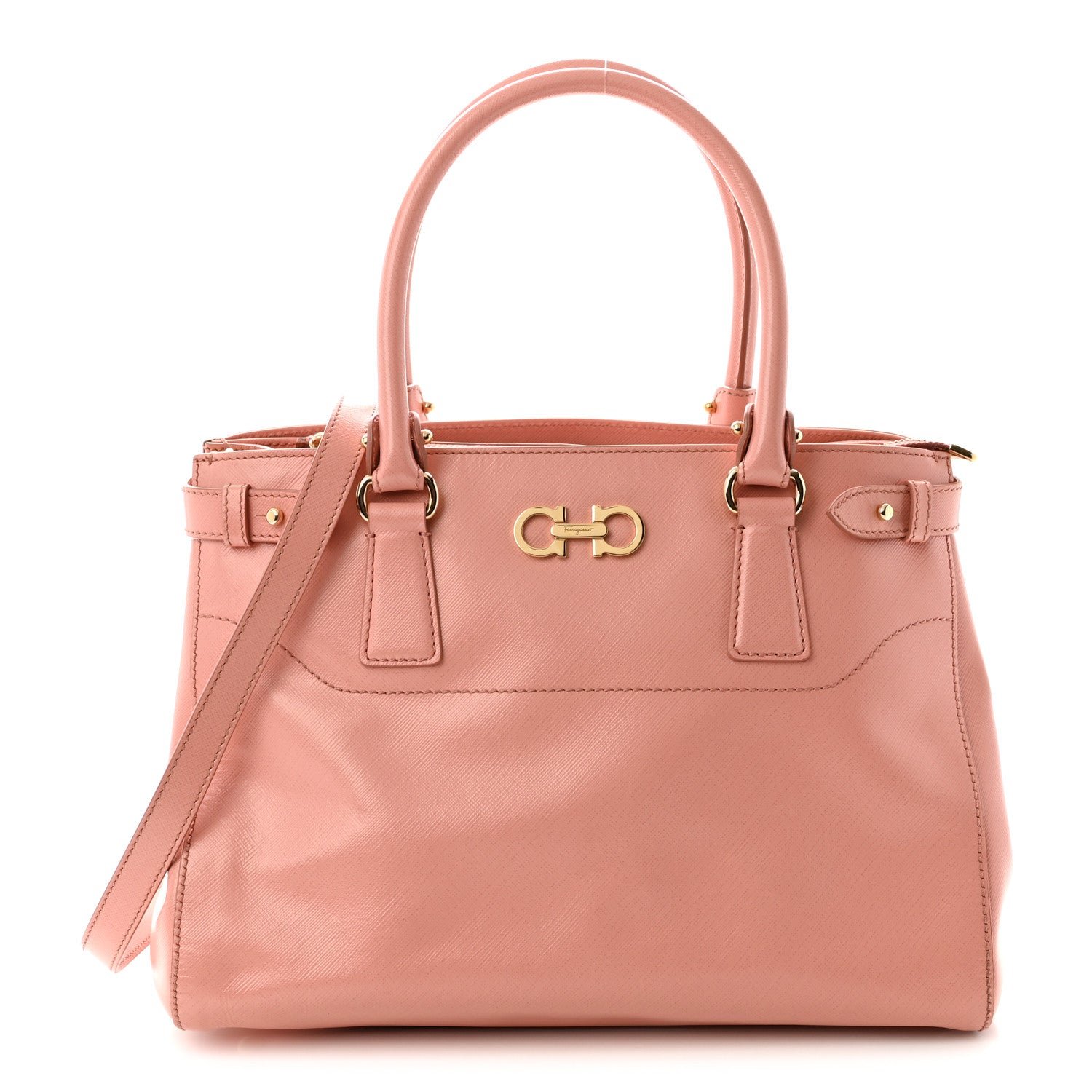 Salvatore Ferragamo Hammered Calfskin Batik Tote  Blush