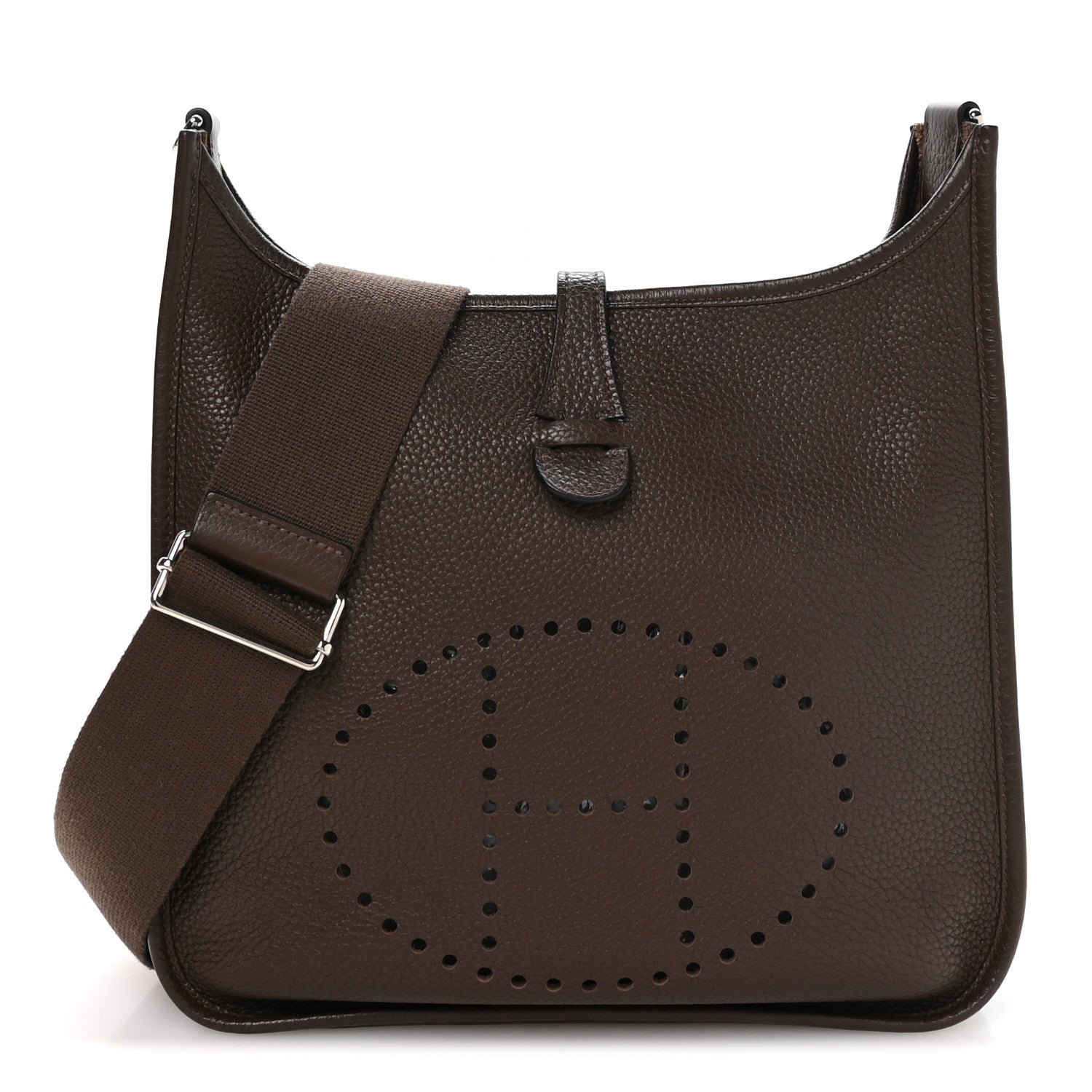 Hermes Taurillon Clemence Evelyne III PM Chocolate