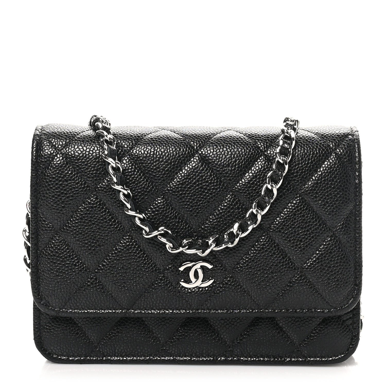 Chanel Caviar Quilted Mini Wallet On Chain WOC Black