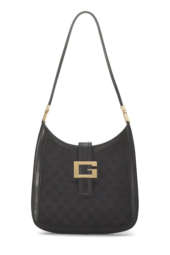 Black GG Canvas 'G Buckle' Hobo Small