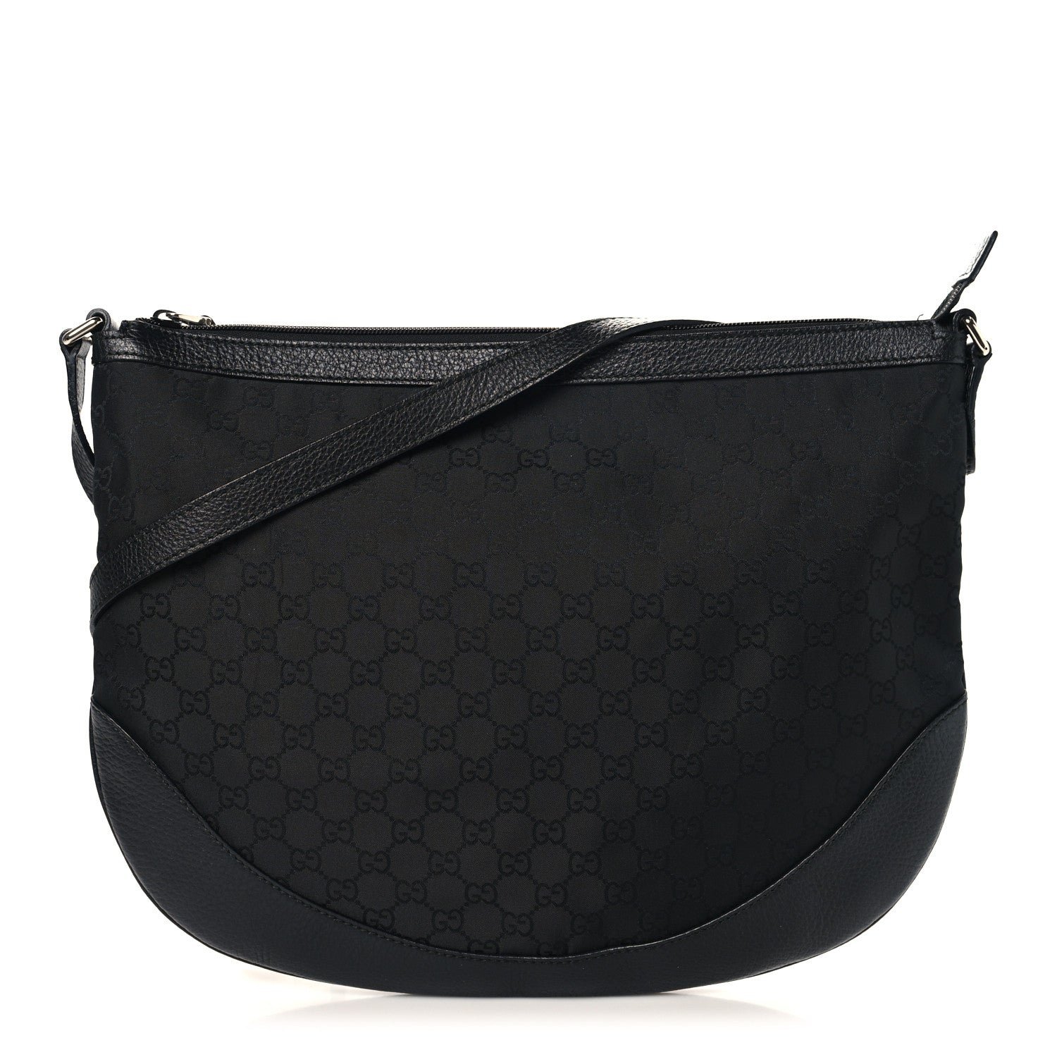 Gucci Denim Monogram Large Half Moon Hobo Black